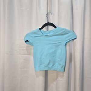NUX Crop Short Sleeve Tee in Aqua
